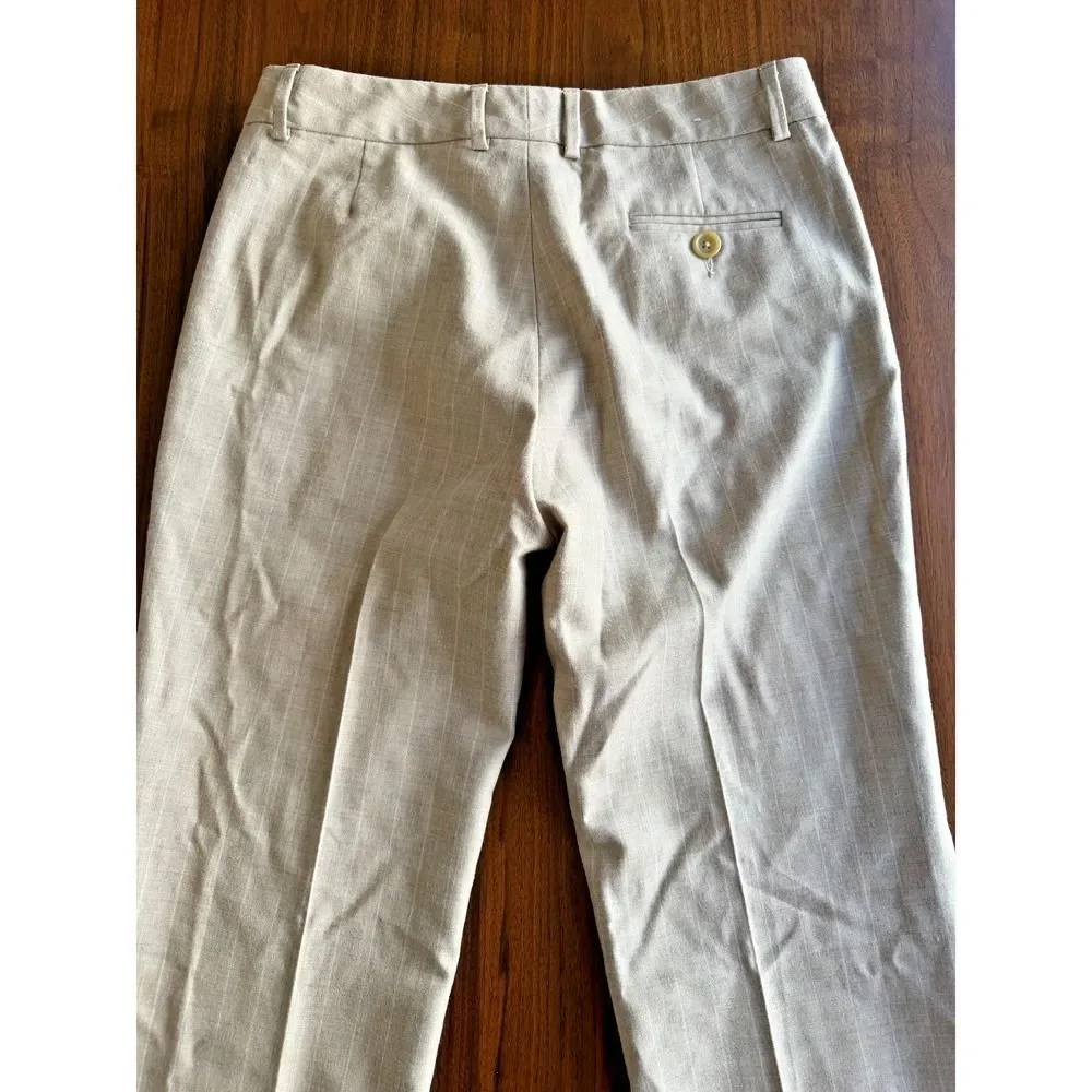 Banana Republic Women's Wool Striped Straight Leg Tan Trousers - Size 2